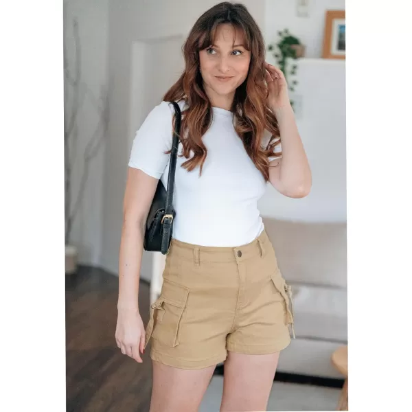luvamia Cargo Shorts for Women Trendy High Wasited Casual Summer Stretchy Utility Cut Off Shorts with PocketsPale Khaki