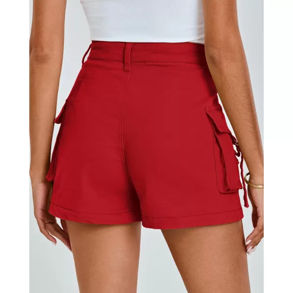 luvamia Cargo Shorts for Women Trendy High Wasited Casual Summer Stretchy Utility Cut Off Shorts with PocketsTrue Red