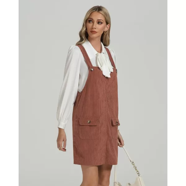 luvamia Corduroy Overall Dress for Women Adjustable Straps Casual Fashion Overalls Pinafore Short Dresses with PocketsSierra