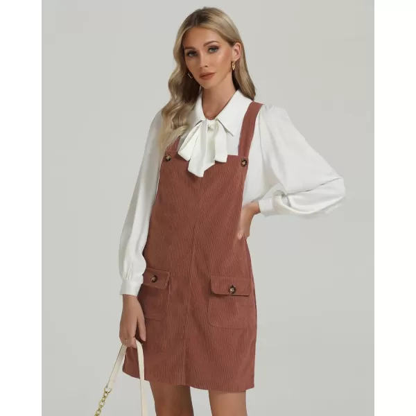 luvamia Corduroy Overall Dress for Women Adjustable Straps Casual Fashion Overalls Pinafore Short Dresses with PocketsSierra