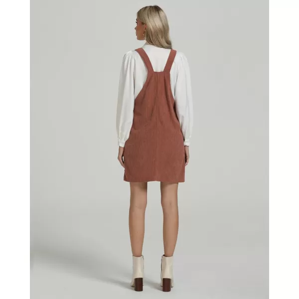 luvamia Corduroy Overall Dress for Women Adjustable Straps Casual Fashion Overalls Pinafore Short Dresses with PocketsSierra