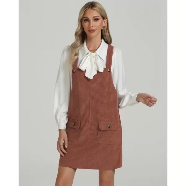 luvamia Corduroy Overall Dress for Women Adjustable Straps Casual Fashion Overalls Pinafore Short Dresses with PocketsSierra