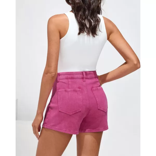 luvamia Denim Skorts for Woman Cargo Faux Wrap Jean Skort Skirts Stretchy High Waisted Skirt Shorts Country Concert WearHot Pink