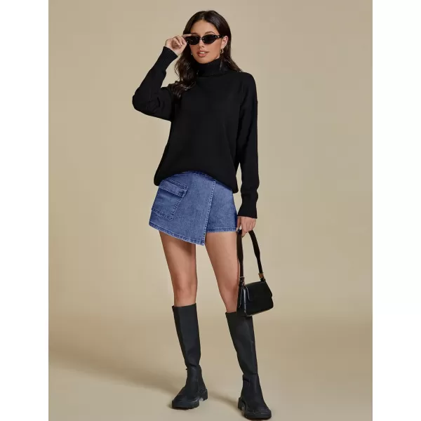 luvamia Denim Skorts for Woman Cargo Faux Wrap Jean Skort Skirts Stretchy High Waisted Skirt Shorts Country Concert WearLapis Blue