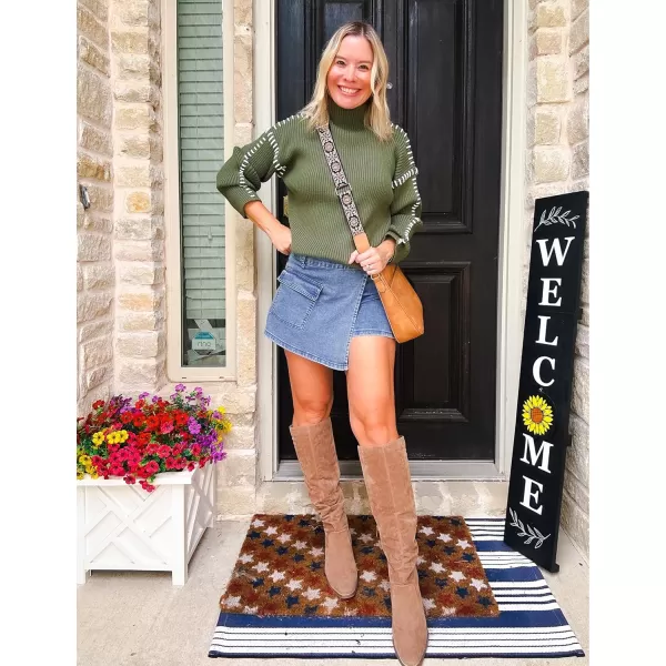 luvamia Denim Skorts for Woman Cargo Faux Wrap Jean Skort Skirts Stretchy High Waisted Skirt Shorts Country Concert WearMedium Blue