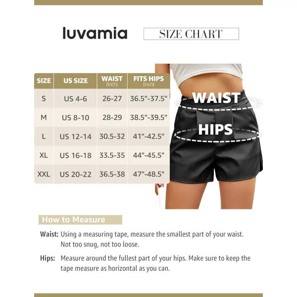 luvamia Faux Leather Shorts for Women High Wasited Pull On Pleated Side Slit Pleather Shorts with Elastic Waist PocketsBlack