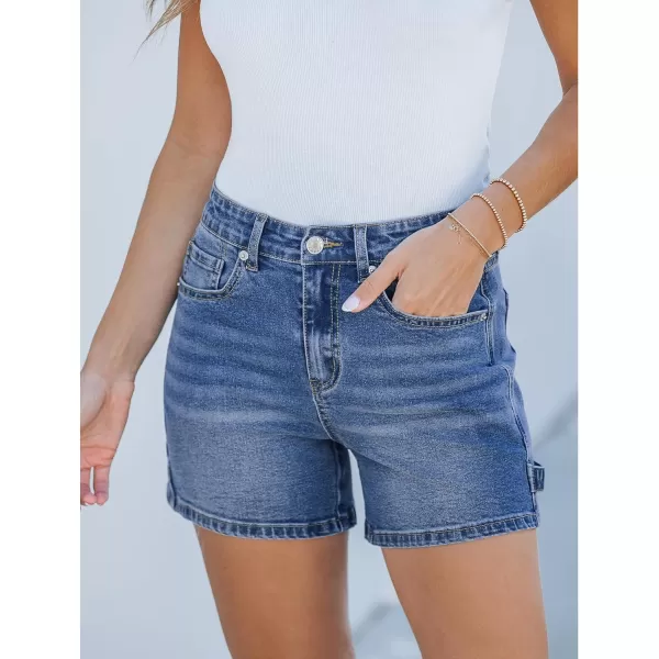 luvamia Jean Shorts for Women Trendy High Waisted Denim Shorts Carpenter Stretchy Summer Casual Mom Cut Off Jeans ShortsClassic Blue