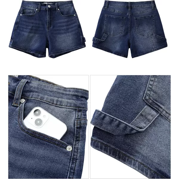 luvamia Jean Shorts for Women Trendy High Waisted Denim Shorts Carpenter Stretchy Summer Casual Mom Cut Off Jeans ShortsDark Blue