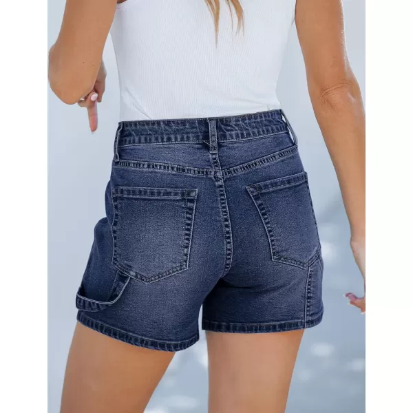 luvamia Jean Shorts for Women Trendy High Waisted Denim Shorts Carpenter Stretchy Summer Casual Mom Cut Off Jeans ShortsDark Blue