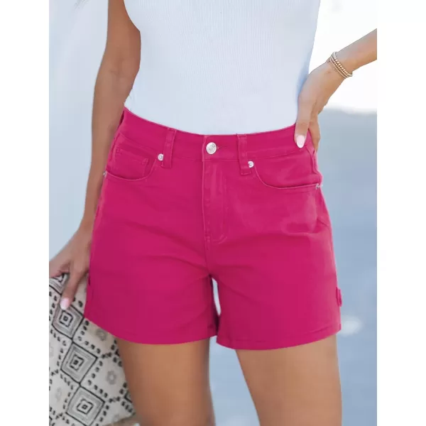 luvamia Jean Shorts for Women Trendy High Waisted Denim Shorts Carpenter Stretchy Summer Casual Mom Cut Off Jeans ShortsHot Pink