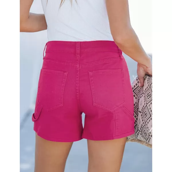 luvamia Jean Shorts for Women Trendy High Waisted Denim Shorts Carpenter Stretchy Summer Casual Mom Cut Off Jeans ShortsHot Pink