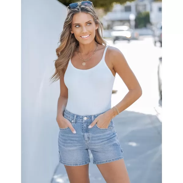 luvamia Jean Shorts for Women Trendy High Waisted Denim Shorts Carpenter Stretchy Summer Casual Mom Cut Off Jeans ShortsLakeside Blue