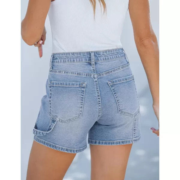 luvamia Jean Shorts for Women Trendy High Waisted Denim Shorts Carpenter Stretchy Summer Casual Mom Cut Off Jeans ShortsLakeside Blue