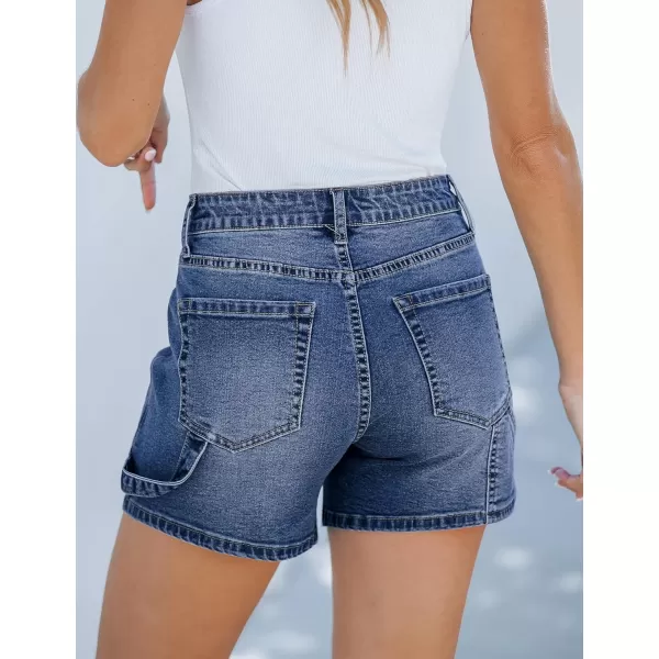 luvamia Jean Shorts for Women Trendy High Waisted Denim Shorts Carpenter Stretchy Summer Casual Mom Cut Off Jeans ShortsNightfall Blue