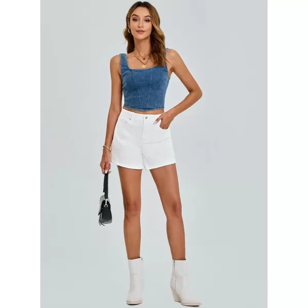 luvamia Jean Shorts for Women Trendy High Waisted Denim Shorts Carpenter Stretchy Summer Casual Mom Cut Off Jeans ShortsOffwhite