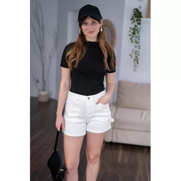 luvamia Jean Shorts for Women Trendy High Waisted Denim Shorts Carpenter Stretchy Summer Casual Mom Cut Off Jeans ShortsOffwhite