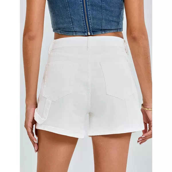 luvamia Jean Shorts for Women Trendy High Waisted Denim Shorts Carpenter Stretchy Summer Casual Mom Cut Off Jeans ShortsOffwhite