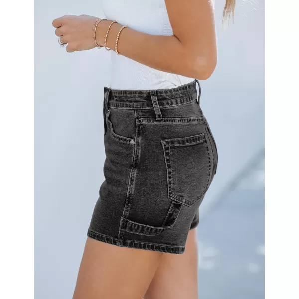 luvamia Jean Shorts for Women Trendy High Waisted Denim Shorts Carpenter Stretchy Summer Casual Mom Cut Off Jeans ShortsWashed Black