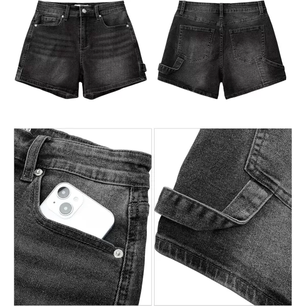 luvamia Jean Shorts for Women Trendy High Waisted Denim Shorts Carpenter Stretchy Summer Casual Mom Cut Off Jeans ShortsWashed Black