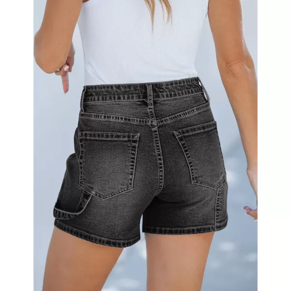 luvamia Jean Shorts for Women Trendy High Waisted Denim Shorts Carpenter Stretchy Summer Casual Mom Cut Off Jeans ShortsWashed Black