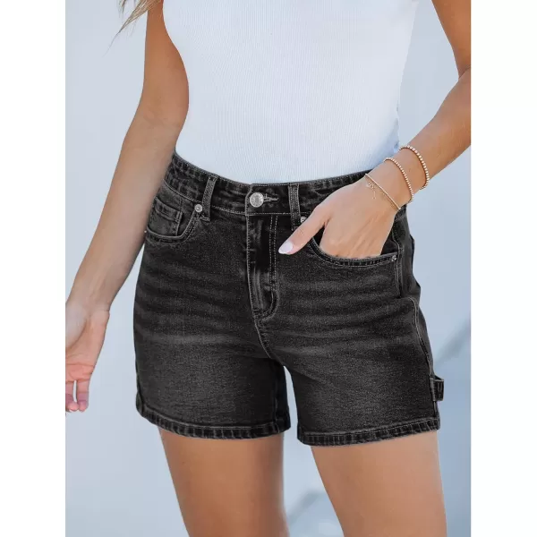 luvamia Jean Shorts for Women Trendy High Waisted Denim Shorts Carpenter Stretchy Summer Casual Mom Cut Off Jeans ShortsWashed Black