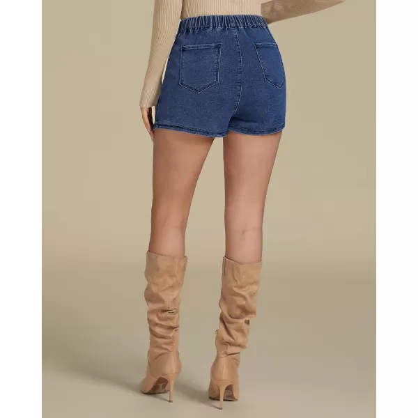 luvamia Jean Skorts for Woman High Waisted Pull On Stretchy Denim Wrap Skirt with Shorts Trendy Asymmetrical SkortAtlantic Blue