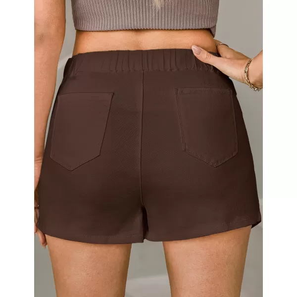 luvamia Jean Skorts for Woman High Waisted Pull On Stretchy Denim Wrap Skirt with Shorts Trendy Asymmetrical SkortCoffee