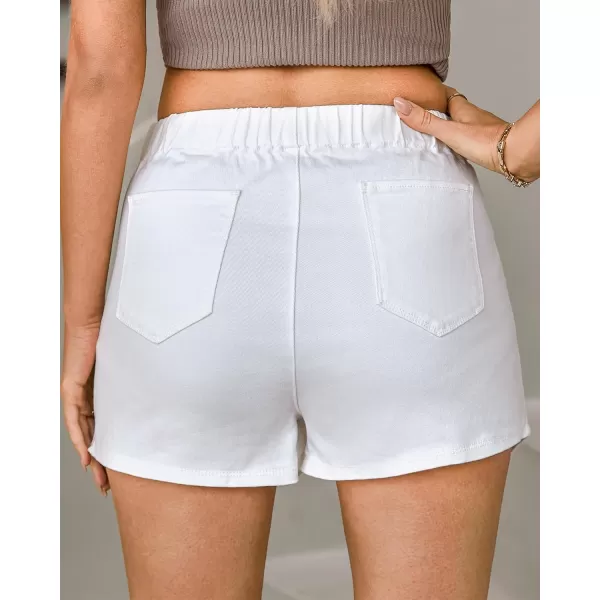 luvamia Jean Skorts for Woman High Waisted Pull On Stretchy Denim Wrap Skirt with Shorts Trendy Asymmetrical SkortCream White