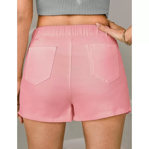 luvamia Jean Skorts for Woman High Waisted Pull On Stretchy Denim Wrap Skirt with Shorts Trendy Asymmetrical SkortGossamer Pink
