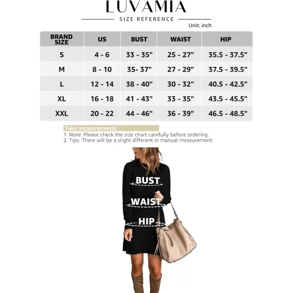 luvamia Sweater Dress for Women Cable Knit Ribbed ALine Short Fitted Pullover Sweaters Dresses Fall WinterBlack