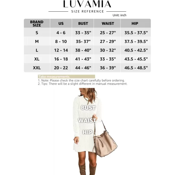 luvamia Sweater Dress for Women Cable Knit Ribbed ALine Short Fitted Pullover Sweaters Dresses Fall WinterBrilliant White