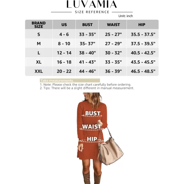 luvamia Sweater Dress for Women Cable Knit Ribbed ALine Short Fitted Pullover Sweaters Dresses Fall WinterBurnt Orange