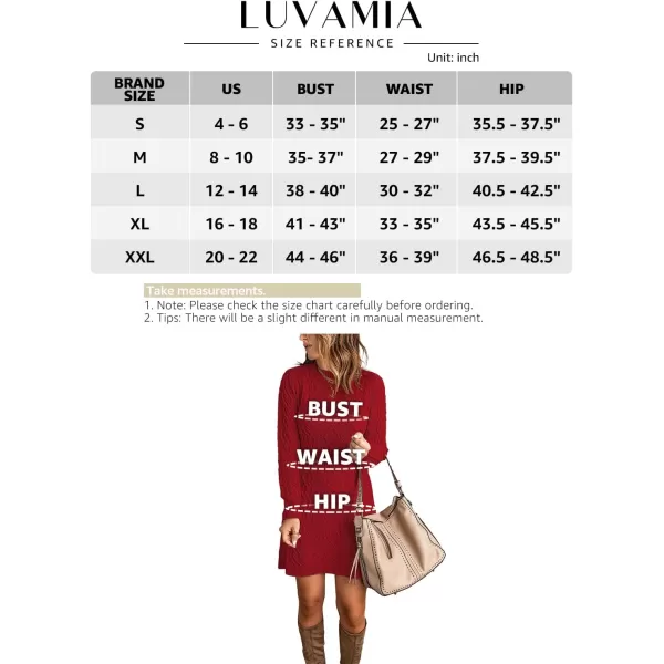 luvamia Sweater Dress for Women Cable Knit Ribbed ALine Short Fitted Pullover Sweaters Dresses Fall WinterTrue Red