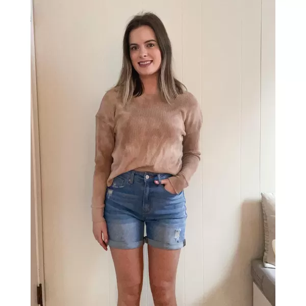 luvamia Womens Casual Ripped Denim Shorts High Rise Distressed Rolled Hem Jeans ShortsA Lapis Air