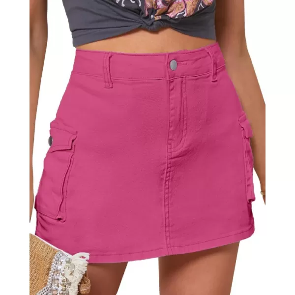 luvamia 2024 Cargo Shorts for Women Casual Summer Skorts Skirts High Waisted Mini Short Skort with Pockets Y2KHot Pink