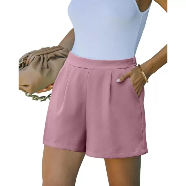 luvamia 2024 Dress Shorts for Women High Waisted Business Casual Outfits for Work Summer Pleated Short Dressy ShortsDusty Pink