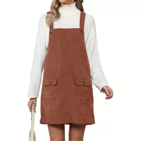 luvamia Corduroy Overall Dress for Women Adjustable Straps Casual Fashion Overalls Pinafore Short Dresses with PocketsSierra