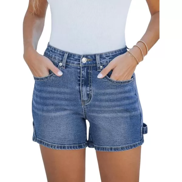luvamia Jean Shorts for Women Trendy High Waisted Denim Shorts Carpenter Stretchy Summer Casual Mom Cut Off Jeans ShortsClassic Blue