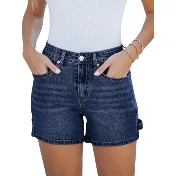 luvamia Jean Shorts for Women Trendy High Waisted Denim Shorts Carpenter Stretchy Summer Casual Mom Cut Off Jeans ShortsDark Blue
