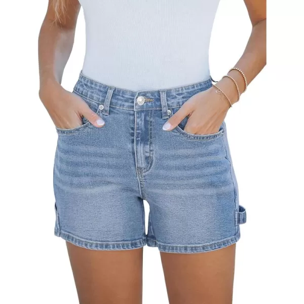 luvamia Jean Shorts for Women Trendy High Waisted Denim Shorts Carpenter Stretchy Summer Casual Mom Cut Off Jeans ShortsLakeside Blue