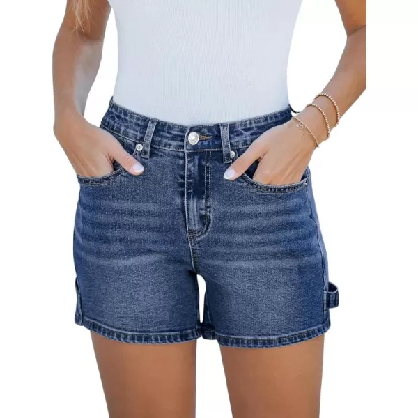 luvamia Jean Shorts for Women Trendy High Waisted Denim Shorts Carpenter Stretchy Summer Casual Mom Cut Off Jeans ShortsNightfall Blue