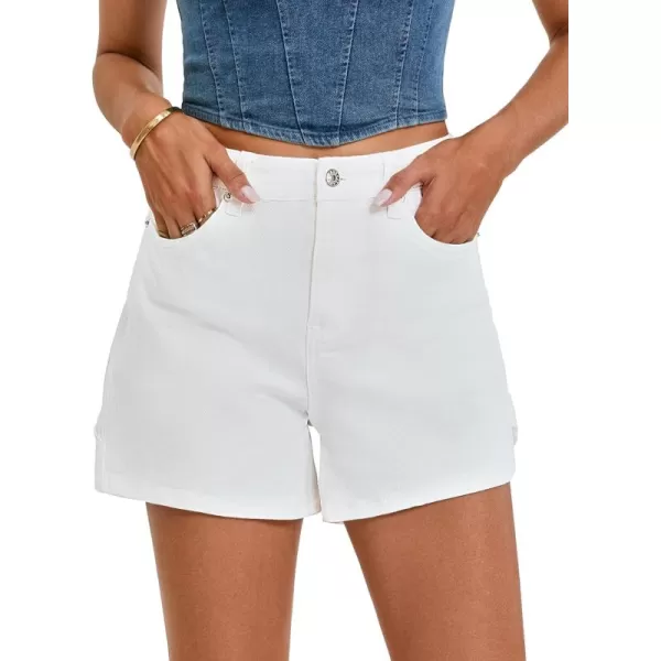 luvamia Jean Shorts for Women Trendy High Waisted Denim Shorts Carpenter Stretchy Summer Casual Mom Cut Off Jeans ShortsOffwhite