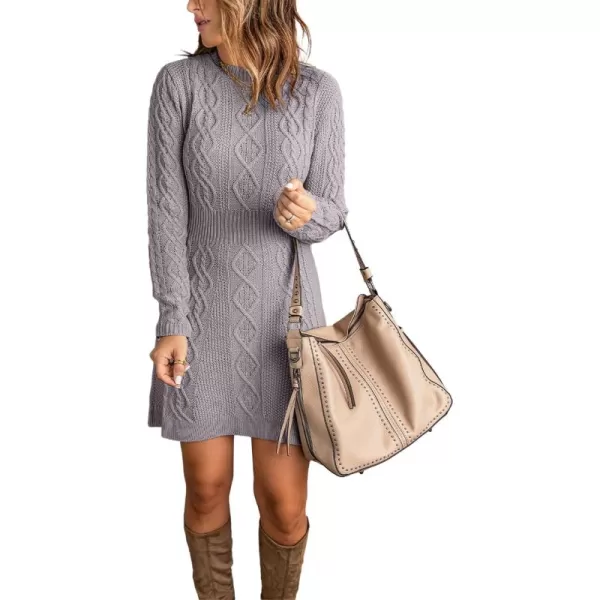 luvamia Sweater Dress for Women Cable Knit Ribbed ALine Short Fitted Pullover Sweaters Dresses Fall WinterGray