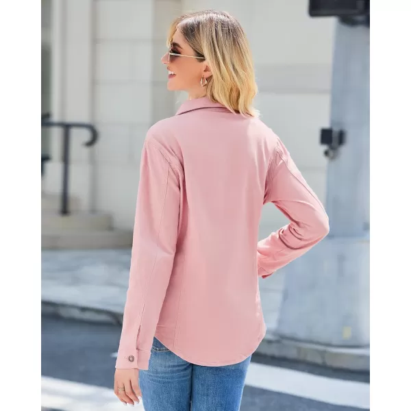 luvamia 2024 Jean Jackets for Women Fashion Denim Jacket Western Oversized Shacket Jacket Button Up with PocketsBlush Pink