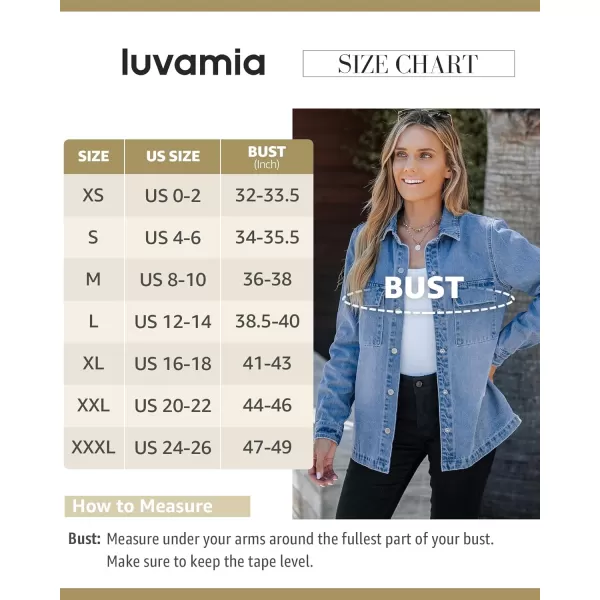 luvamia 2024 Jean Jackets for Women Fashion Oversized Button Down Denim Jacket Western Fall Shacket Jacket with PocketsAiry Blue