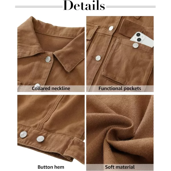 luvamia Denim Jacket for Women Cargo Pocket Lightweight Cropped Jean Jackets Oversized Trucker Shacket Trendy FashionIced Coffee