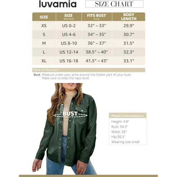 luvamia Faux Leather Jackets for Women Long Sleeve Oversized Shackets with Pocket Belted Pleather Jacket Moto Biker CoatDark Green