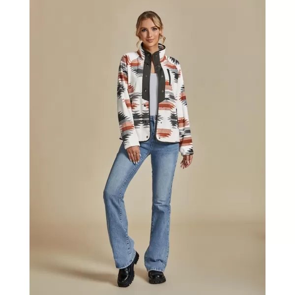 luvamia Fleece Jacket Women Winter Western Aztec Print Fall Button Down Shacket Lightweight Coat with PocketsOrange  Gray