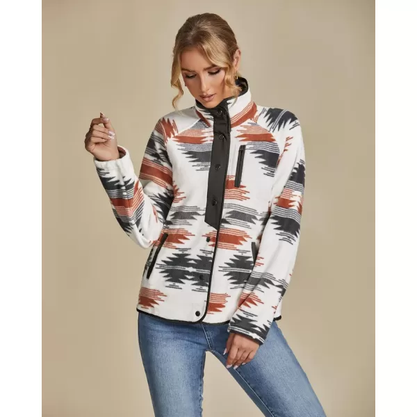 luvamia Fleece Jacket Women Winter Western Aztec Print Fall Button Down Shacket Lightweight Coat with PocketsOrange  Gray