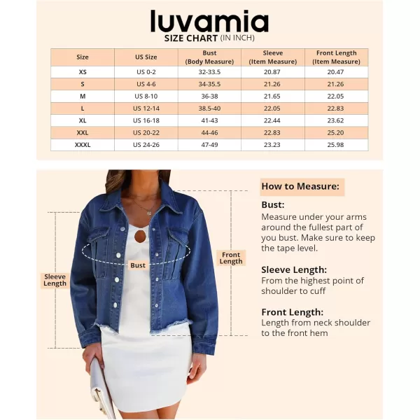 luvamia Jean Jacket Women Trendy Oversized Denim Jacket Raw Hem Long Sleeves Fashion Casual Jackets Shacket with PocketsClassic Blue